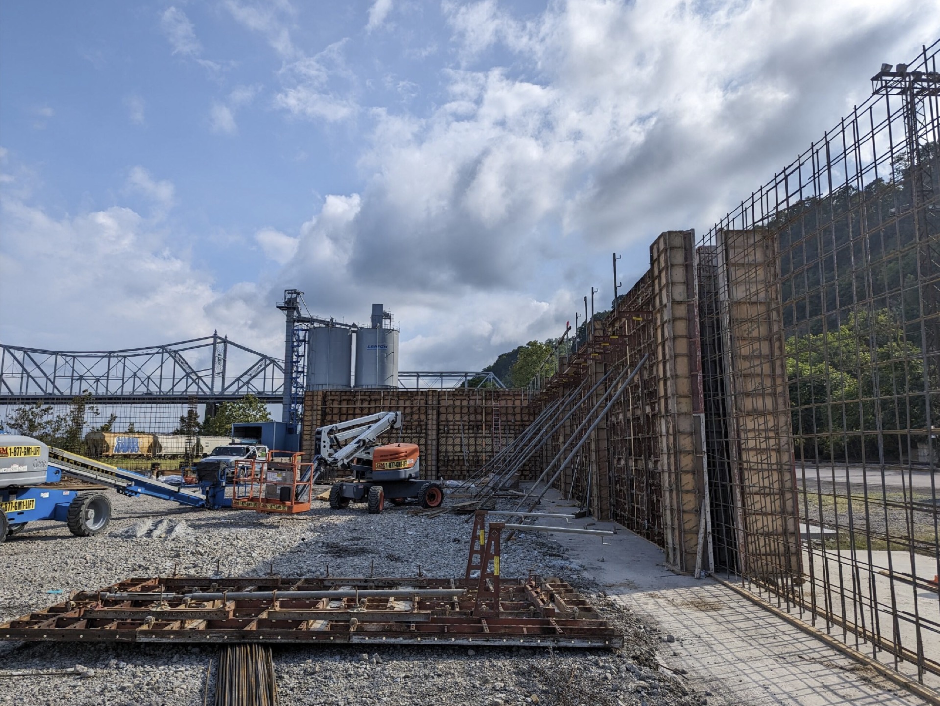 Rebar wall forms for poured concrete foundation in Western PA