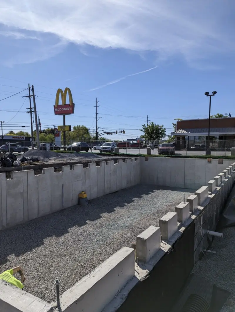 Commercial poured concrete foundation walls