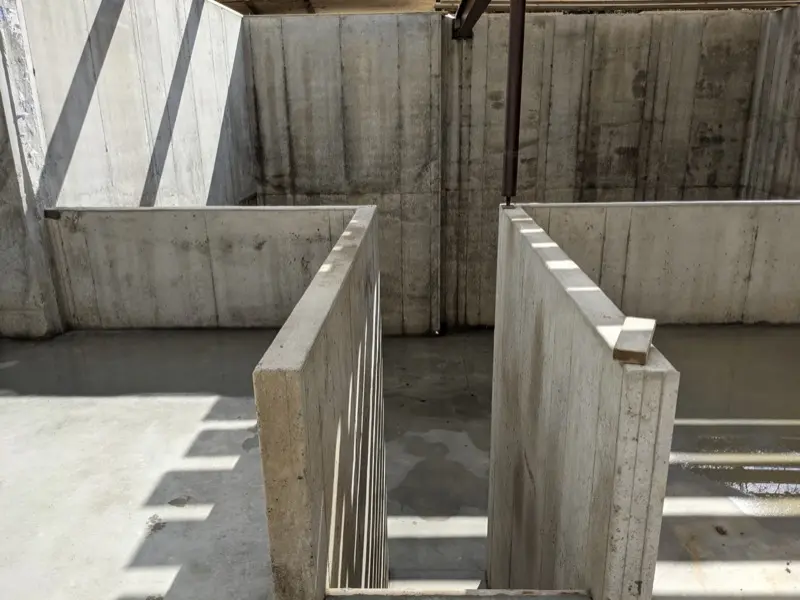 Interior detail of poured concrete foundation walls